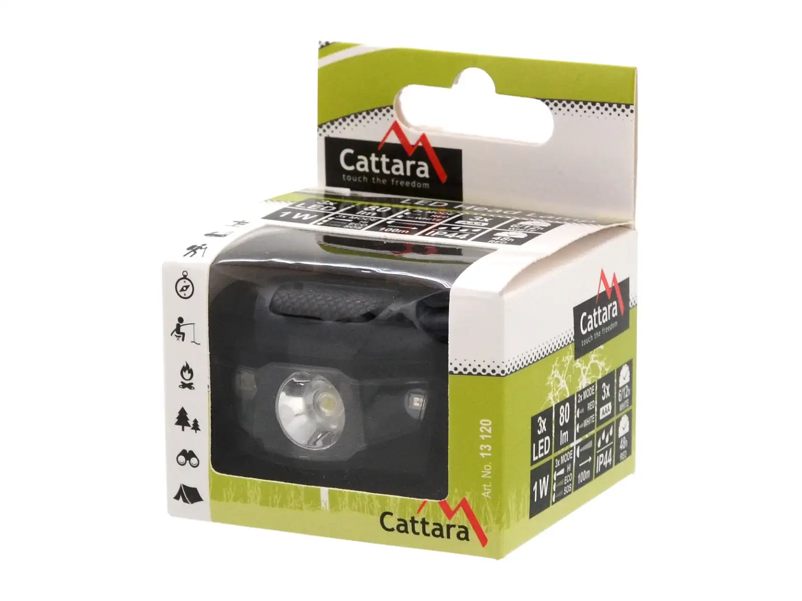 Cattara Stirnlampe LED 80 lm schwarz