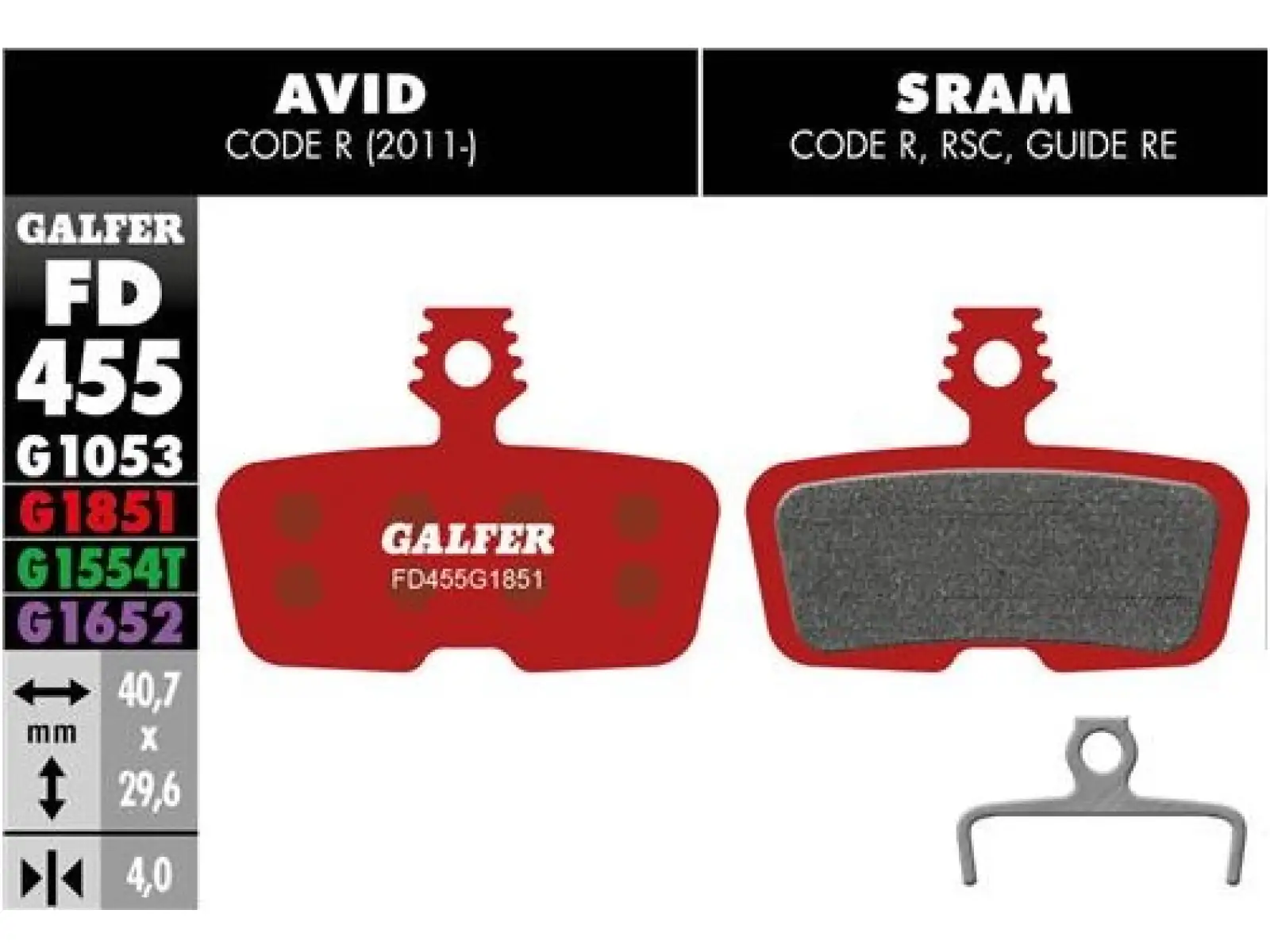 Galfer FD455 Advanced G1851 Bremsbeläge für Avid/Sram
