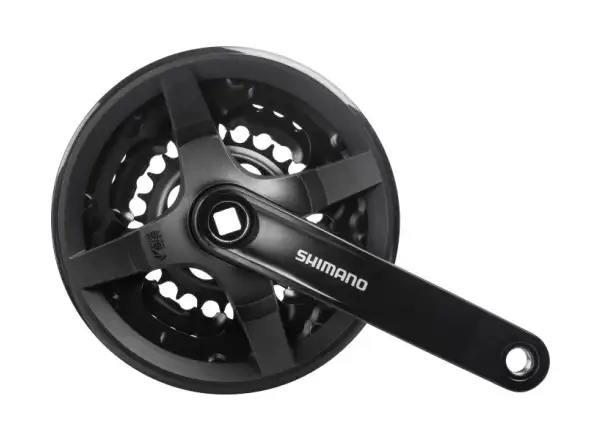 Shimano Tourney FC-TY301 Kurbeln Vierkant 3×6/7/8-fach 150 mm 42-34-24 Zähne mit Abdeckung Schwarz