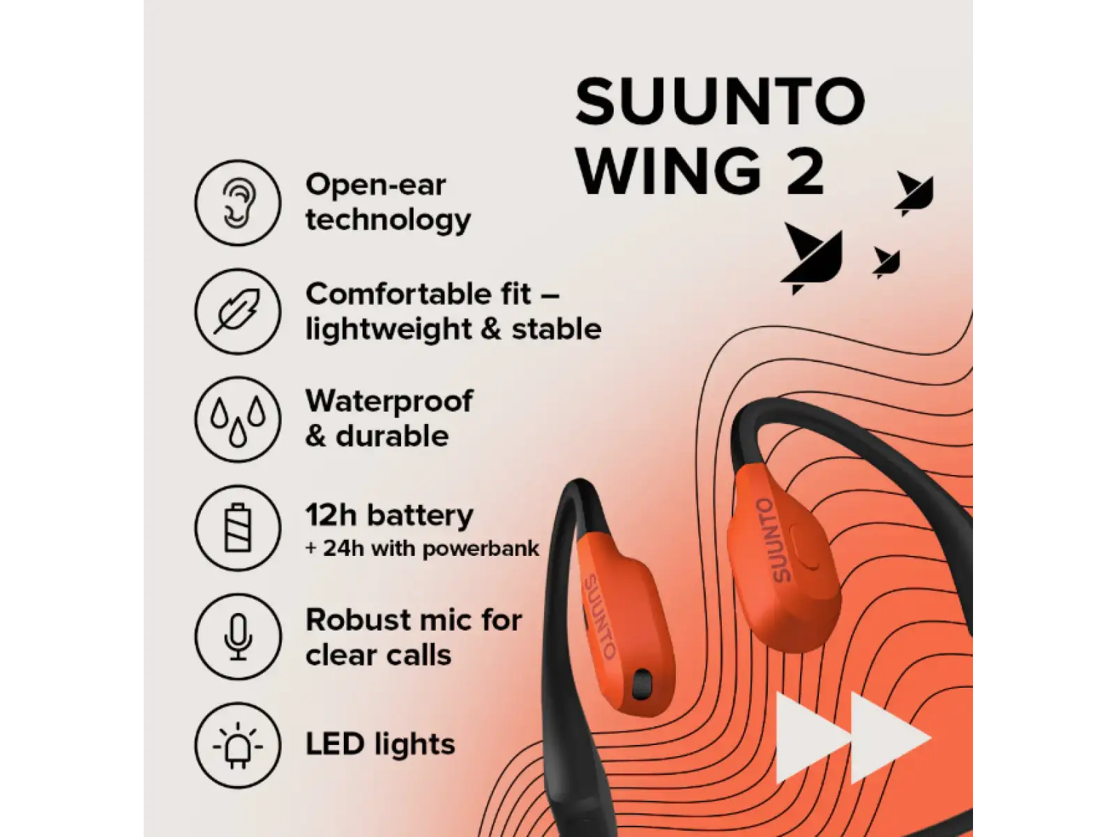 Suunto Wing 2 Kopfhörer Coral Orange