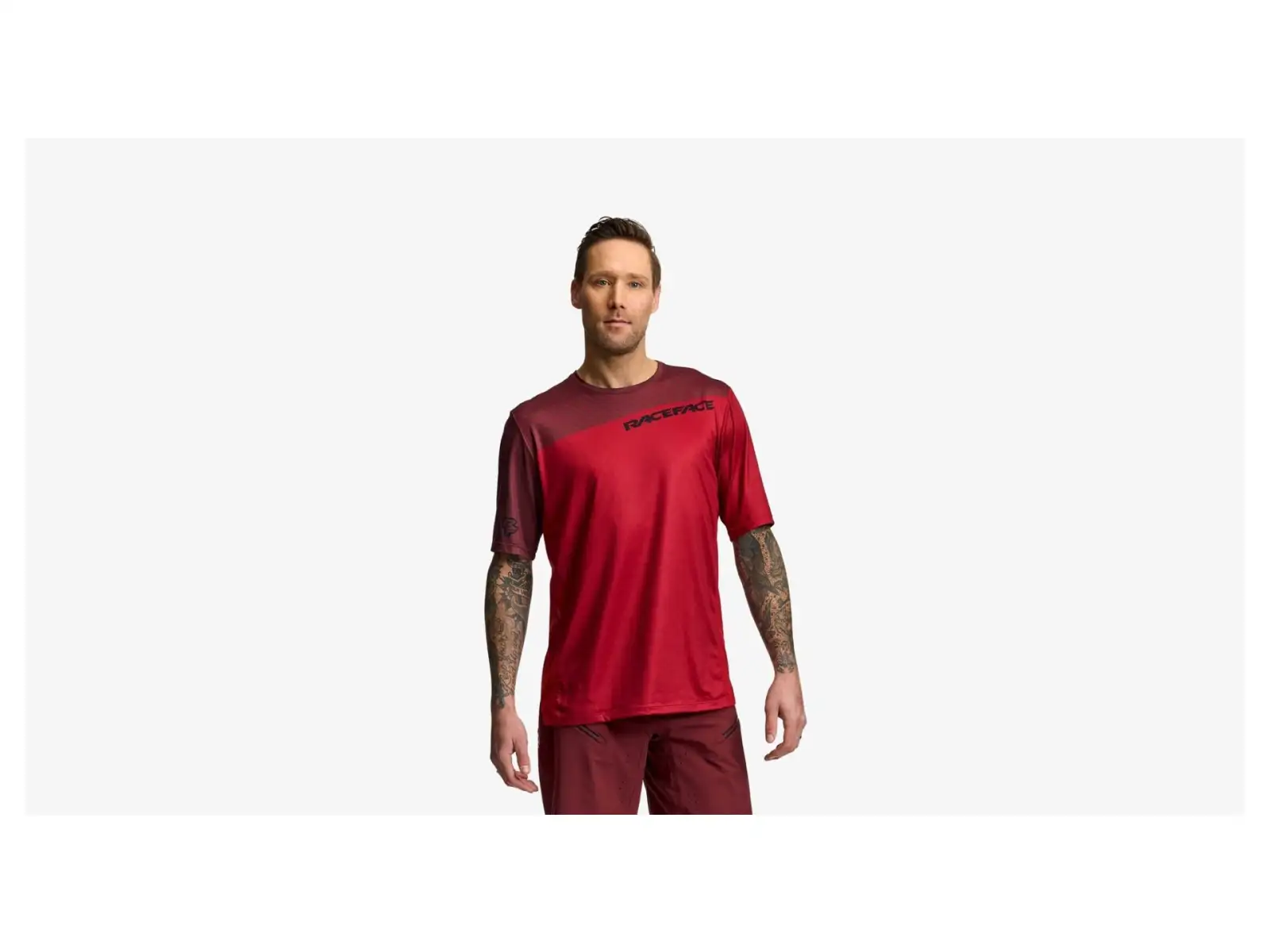 Race Face Indy Herren-Trikot kurzarm dunkelrot.
