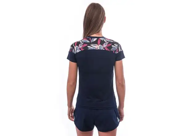 Sensor Coolmax Impress Damen T-Shirt Kurzarm Deep Blue/Leaves