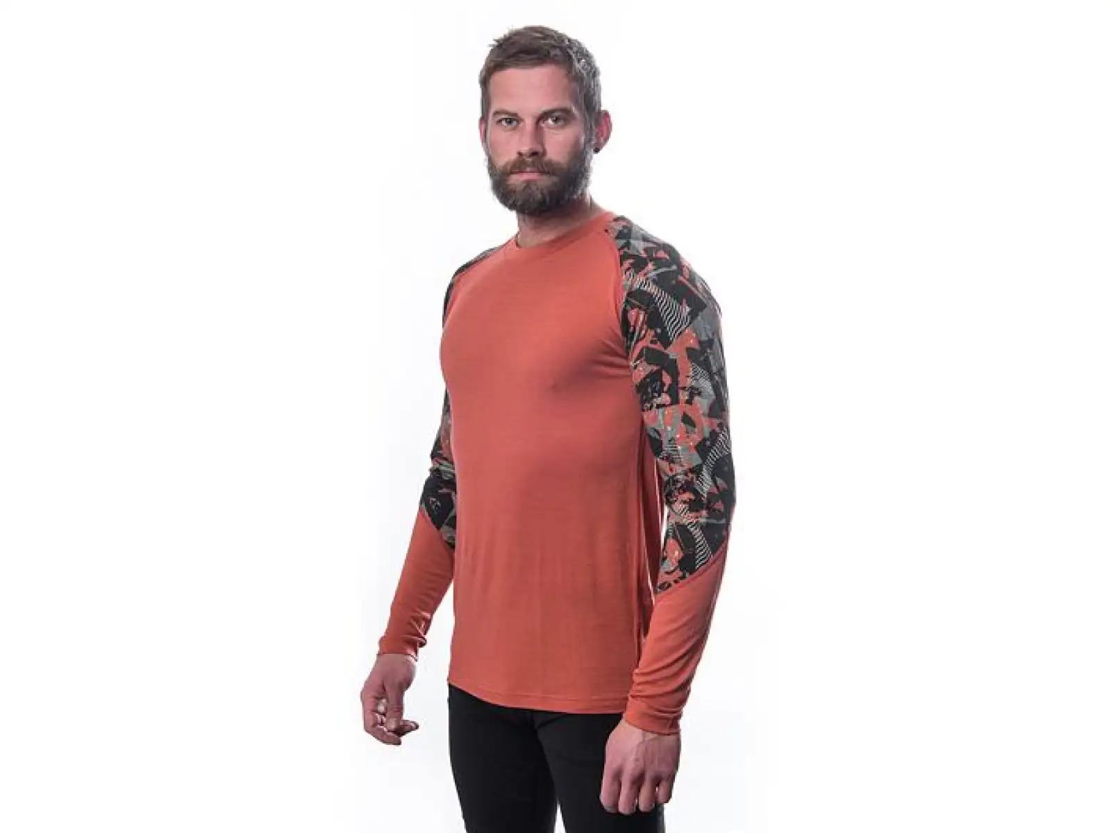 Sensor Merino Impress Herren T-Shirt Langarm Terracotta/Rush