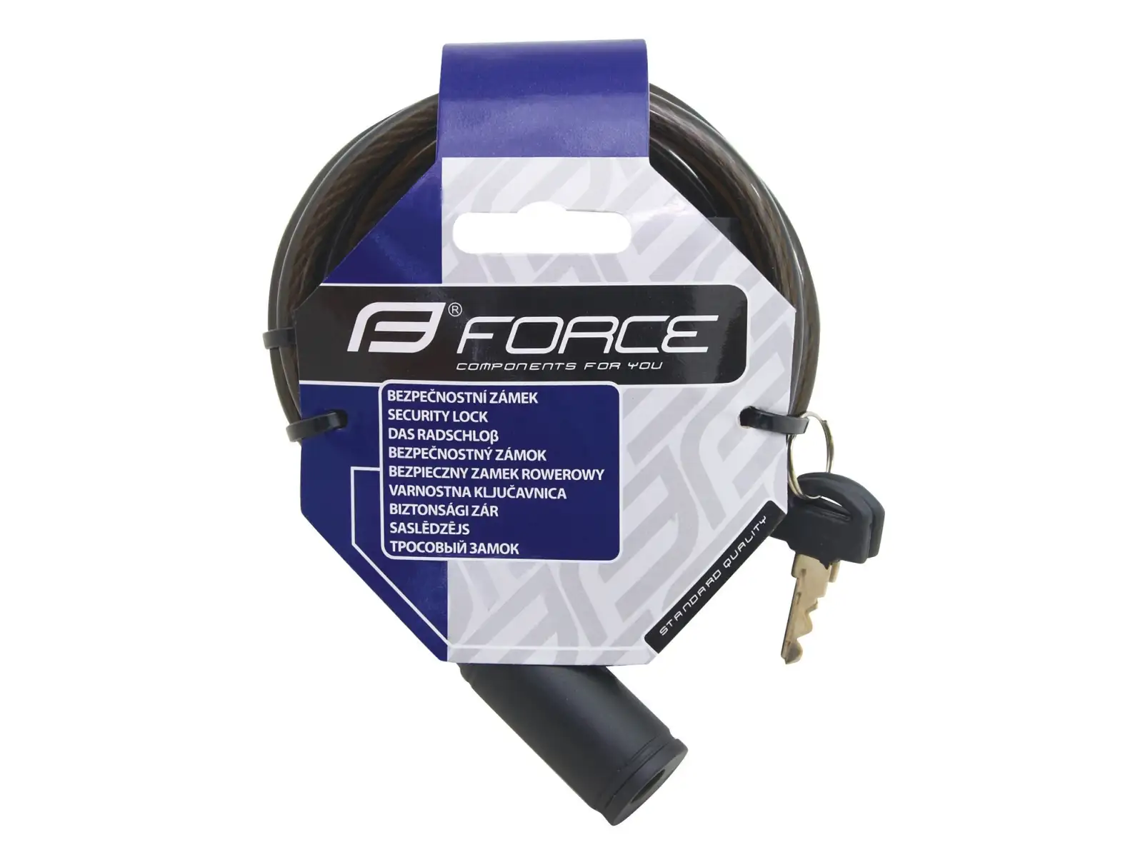 FORCE Schloss Spirale schwarz 120cm/8mm+Halter