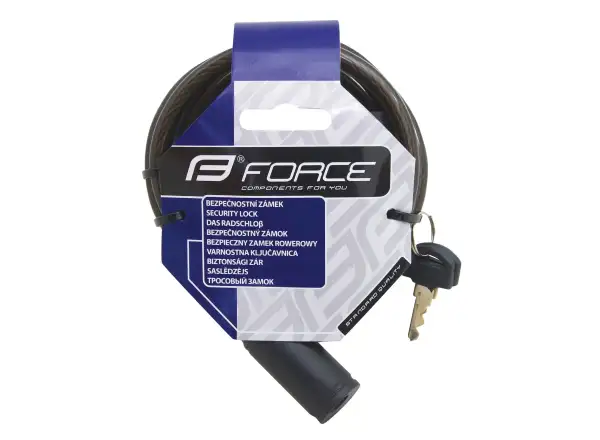 FORCE Schloss Spirale schwarz 120cm/8mm+Halter
