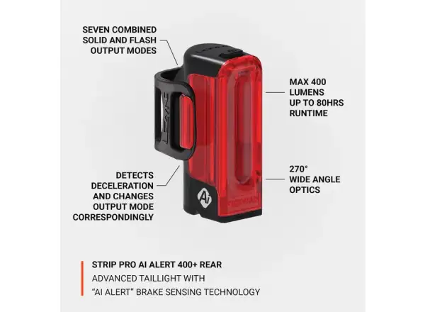 Lezyne Strip Pro Ai Allert 400+ Rücklicht