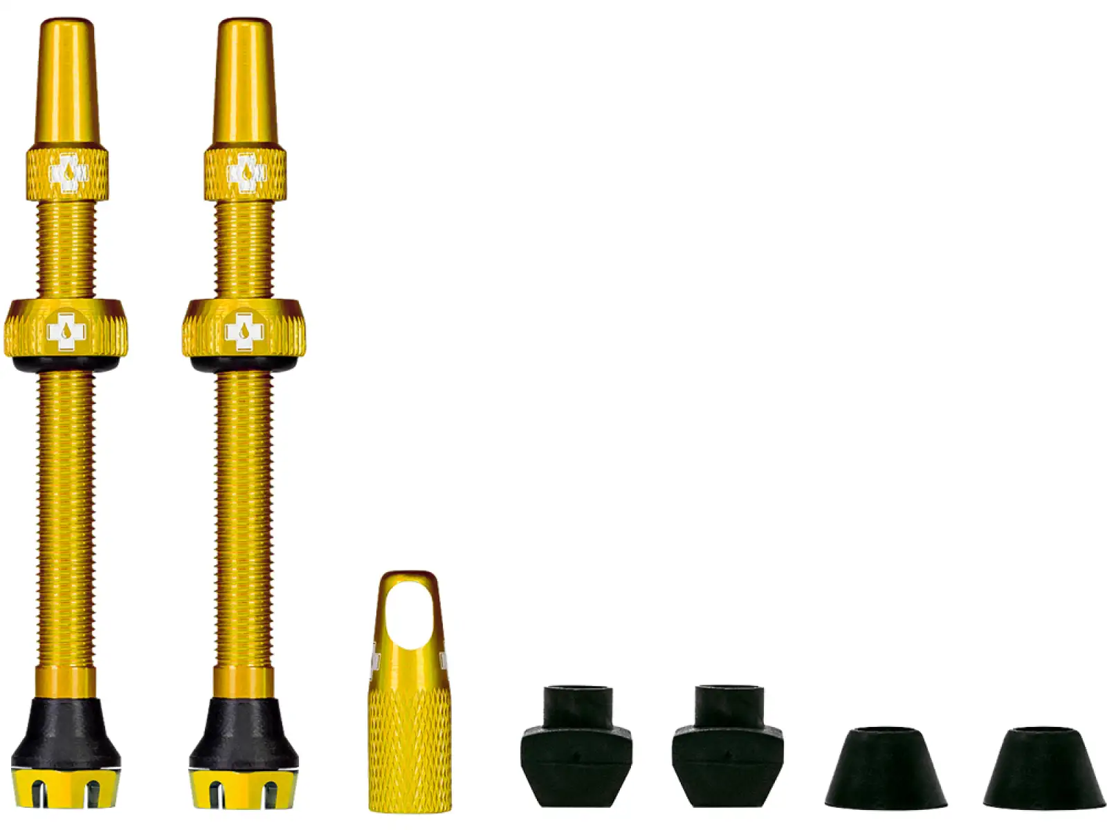 Muc-Off Tubeless Presta Ventil KIT V2, 2 Stück, goldfarben, 44 mm.