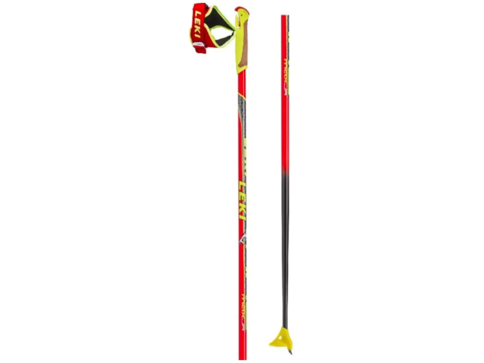 Leki HRC Junior Langlauf-Karbonstöcke Neon Rot/Gelb/Schwarz