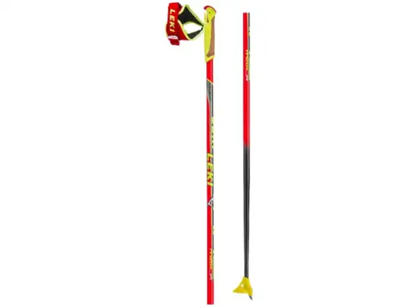 Leki HRC Junior Langlauf-Karbonstöcke Neon Rot/Gelb/Schwarz
