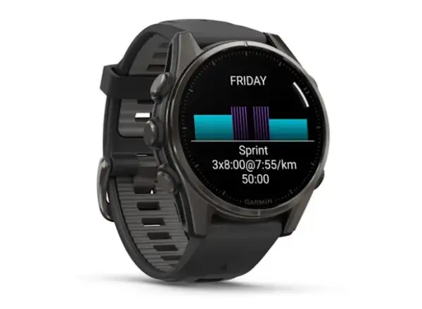 Garmin fenix 8 - 43 mm AMOLED Saphir Smartwatch in Carbon Titanium Schwarz/Steingrau
