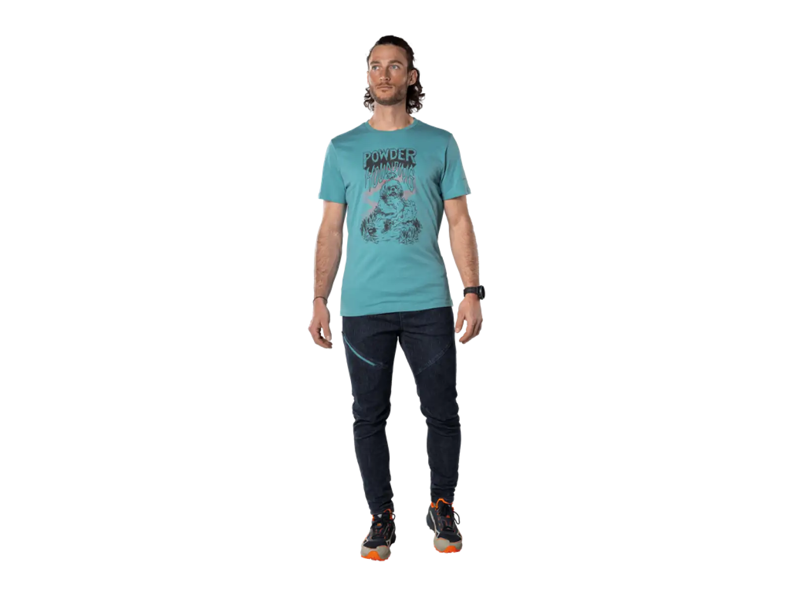 Dynafit 24/7 Artist Series Baumwoll-Herren-T-Shirt Stormblau/Powder Hounding