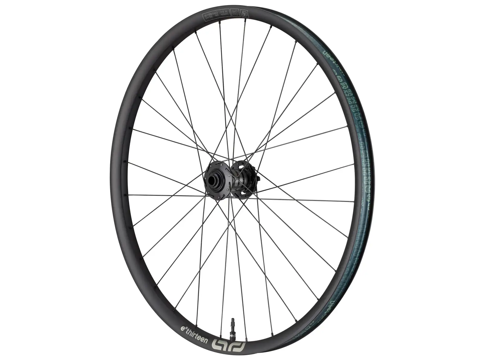 E-13 Grappler Rennen Carbon E-Spec Boost 29" Vorderrad in Schwarz.