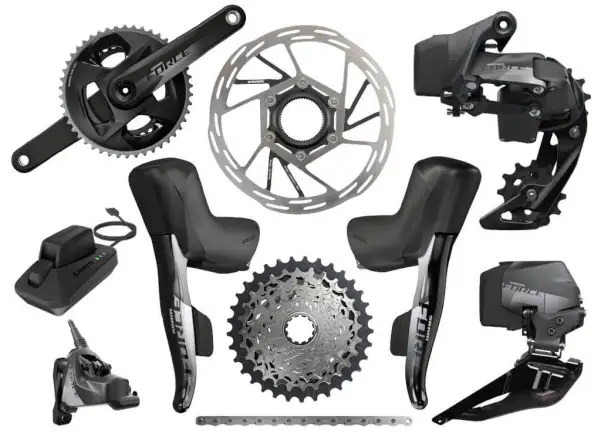 Sram Force eTap AXS Disc 2×12-fach Rennrad-Gruppe DUB Wide Kurbeln 175 mm 43/30Z, Kassette 10-36Z