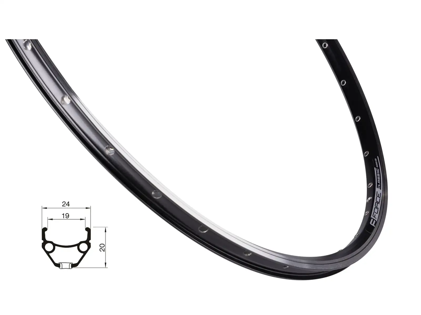 Force Classic 19-622 36 Löcher Felge schwarz