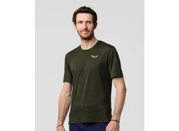 Salewa Eagle Minilogo Alpine Merino Herren T-Shirt Kurzarm Olive Green