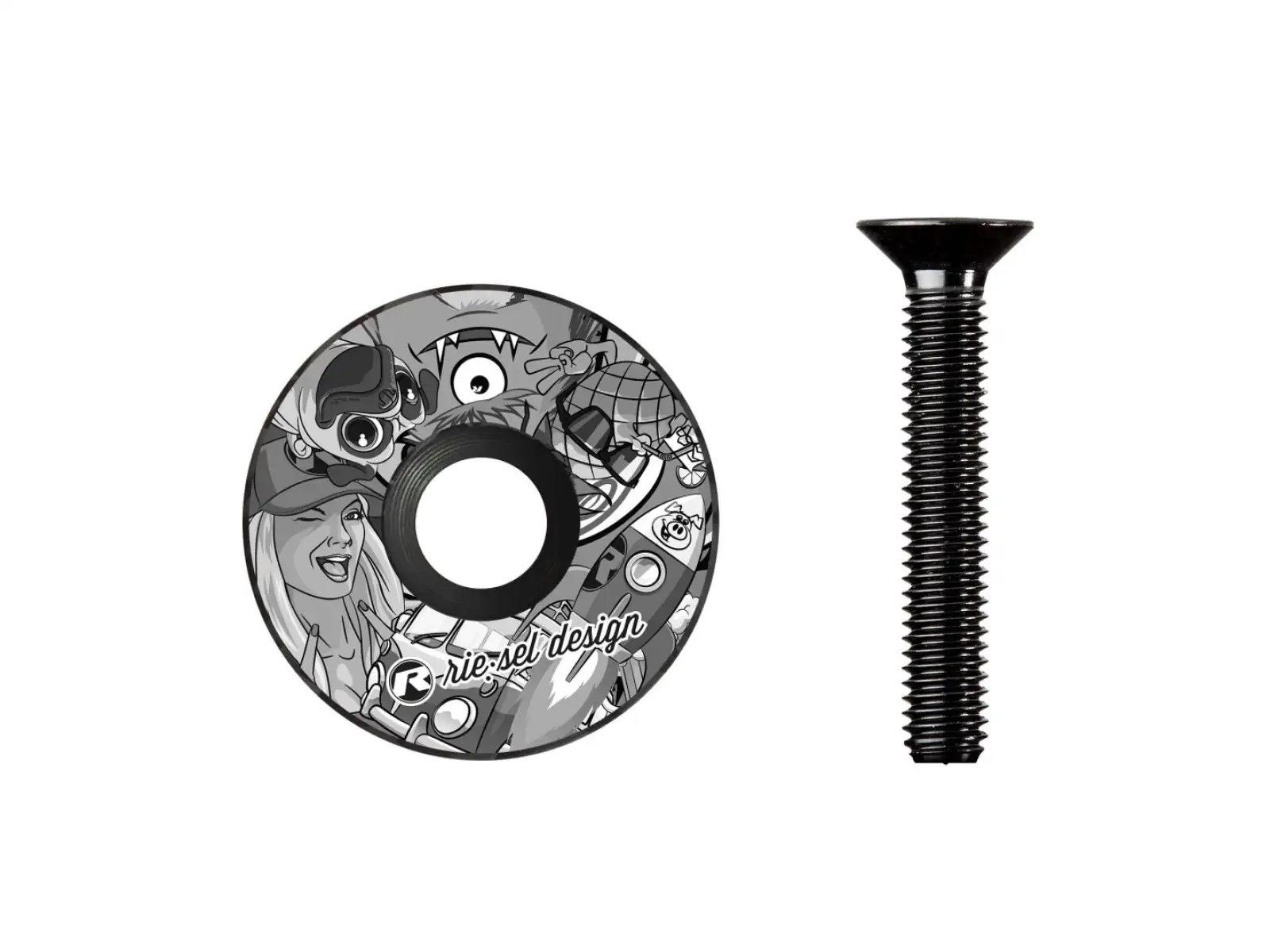 Rie:sel Design stem:cap Kopfdeckel Stickerbomb Eyecatcher Ultra Black