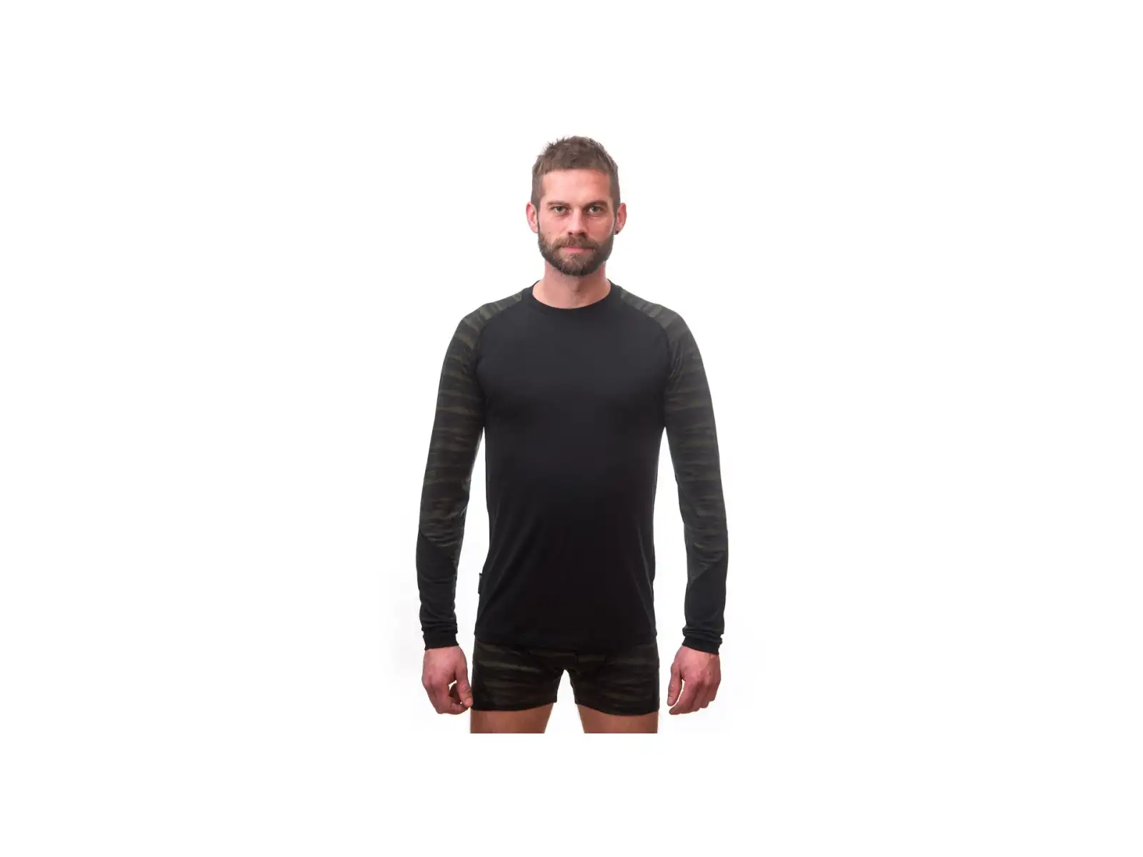 Sensor Merino Impress Herren Langarmshirt Schwarz/Batik