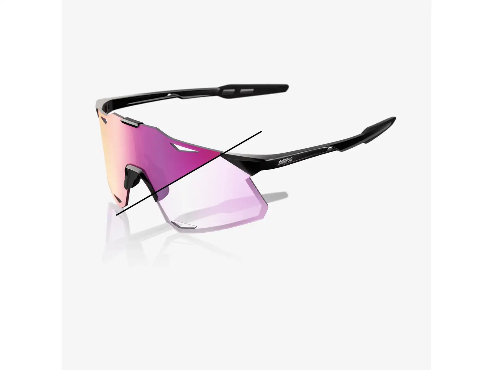 100% Hypercraft SQ Brille Gloss Black/Photochromic Purple Mirror