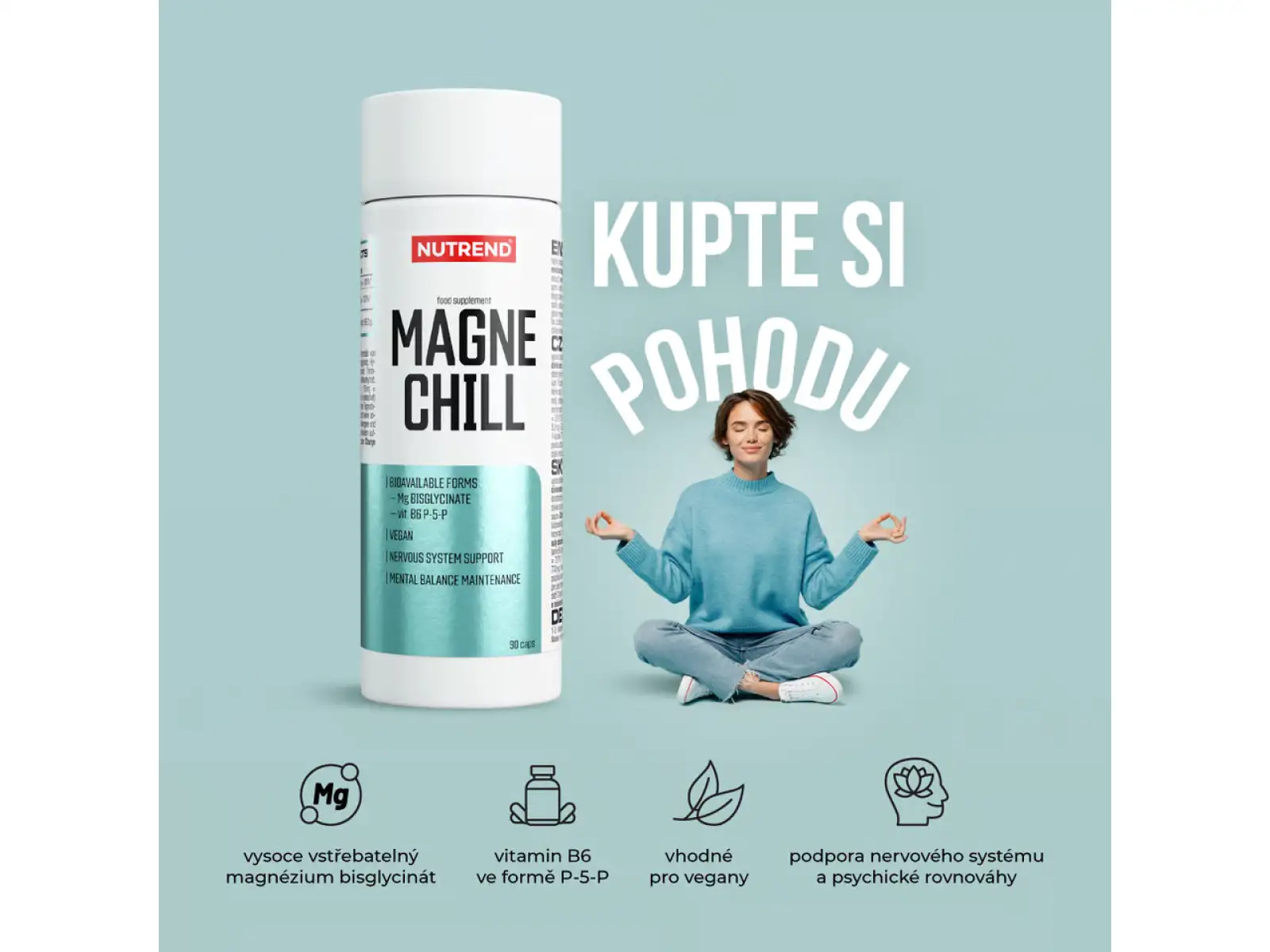 Nutrend Magnechill Magnesiumbisglycinat mit Vitamin B6 90 Kapseln
