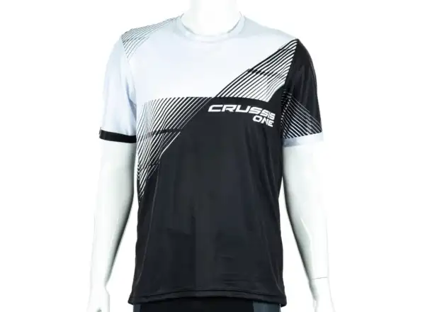 Crussis One Herren Funktions-T-Shirt, Kurzarm, schwarz/weiß.