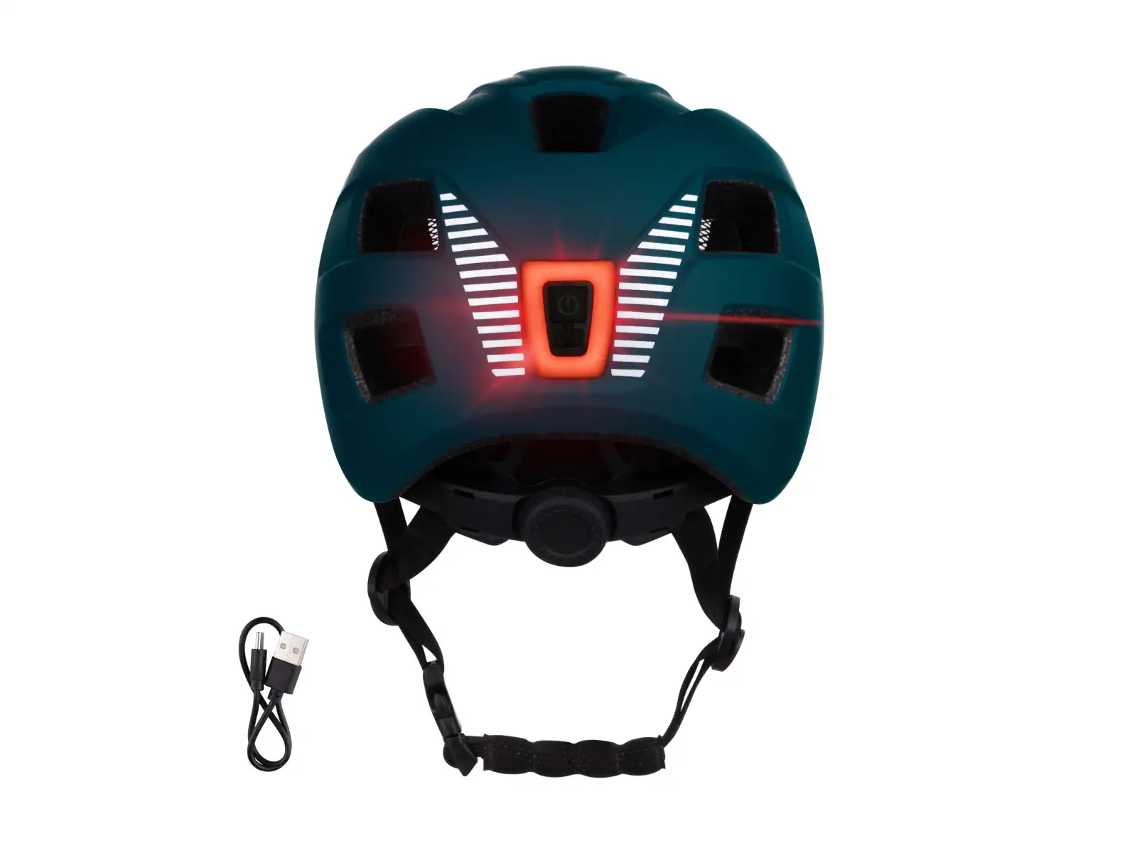 Force Zebu Kinderhelm mit Blinklicht petrol