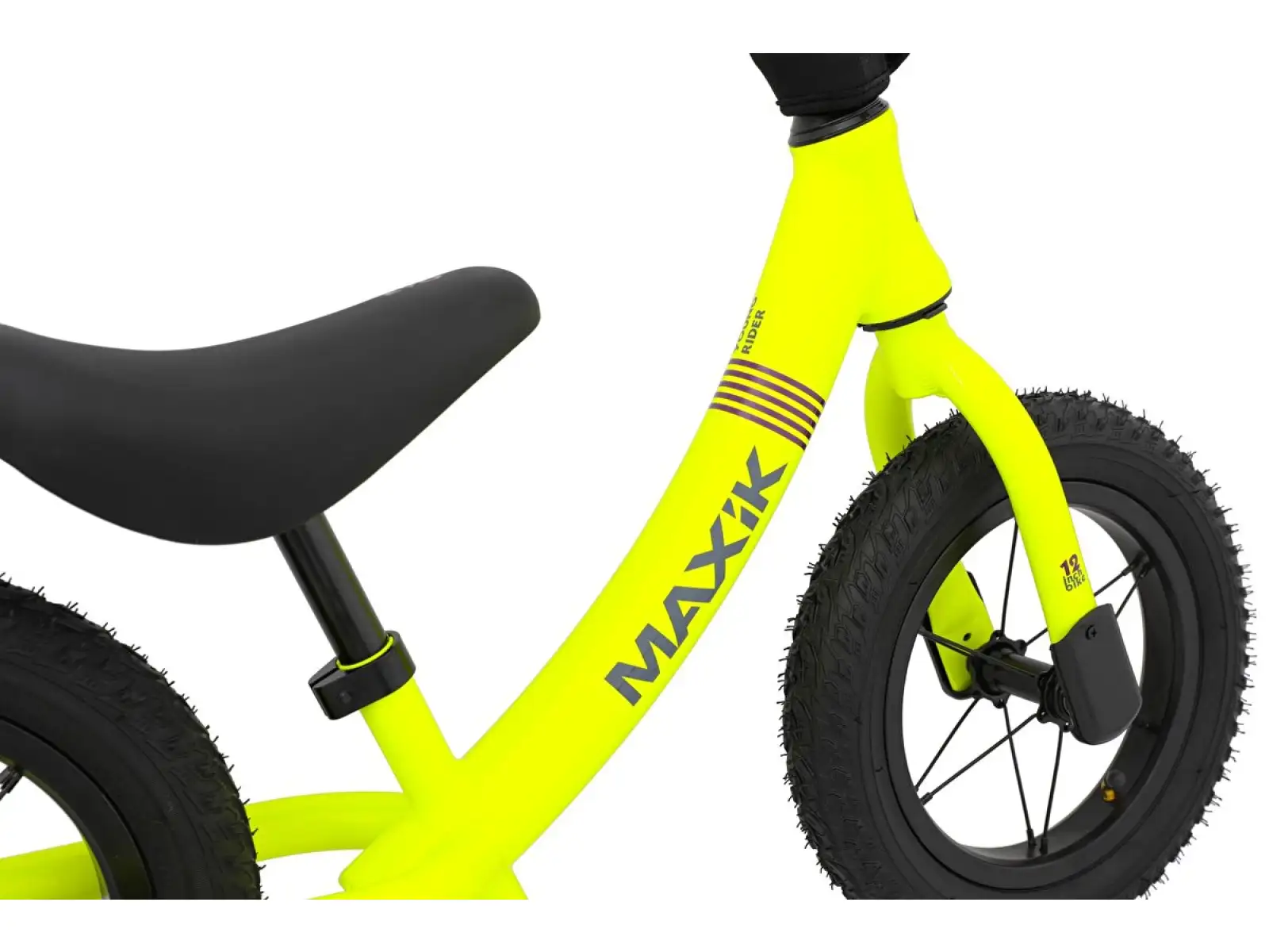 MAXÍK Evo Lite Kinderlaufrad fluoreszierend gelb/lila + Riemen YAK