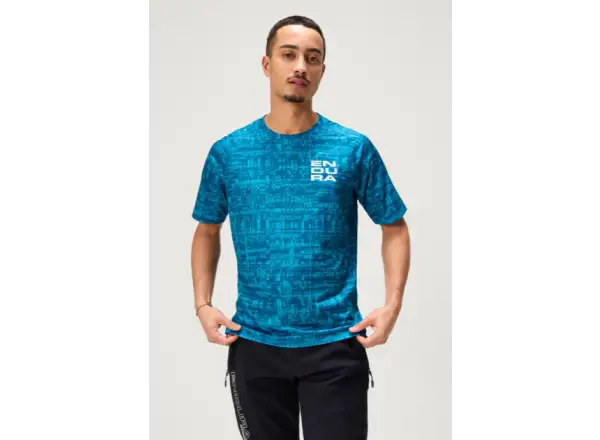 Endura LTD Grid Print Herren Trikot Kurzarm Atlantic