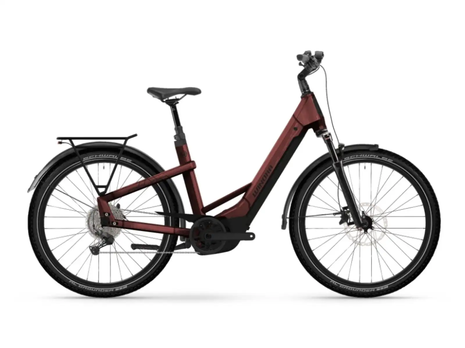 Winora Yakun X10 800Wh Tiefeinsteiger E-Bike warm rot glänzend