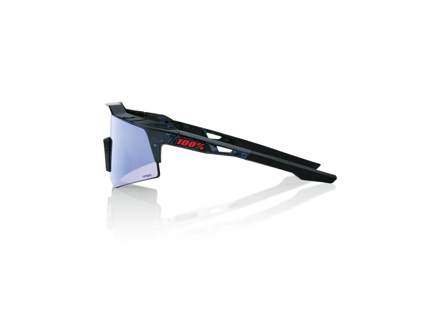 100 % Speedcraft XS Brille in Schwarz Holographic/HiPER Blue Multilayer Mirror