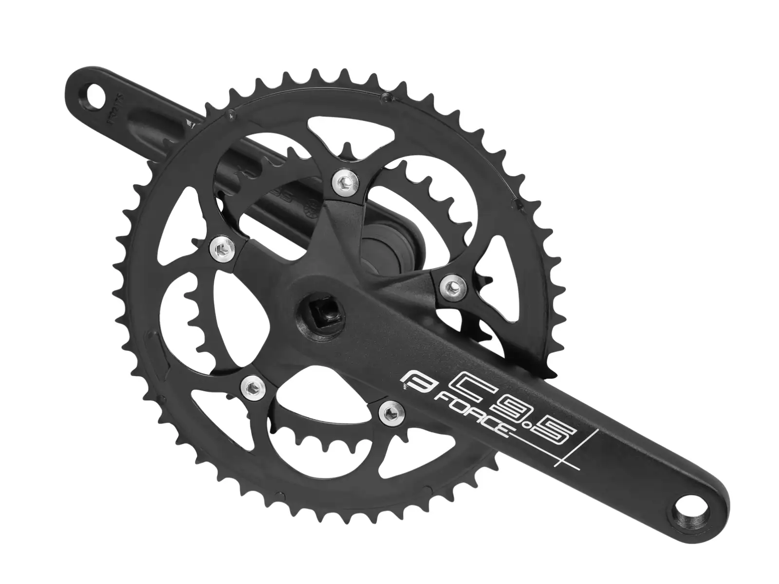 Force Road C 9.5 Kurbeln mit Doppelkettenblatt 50/34 Zähnen 175 mm in mattem Schwarz.