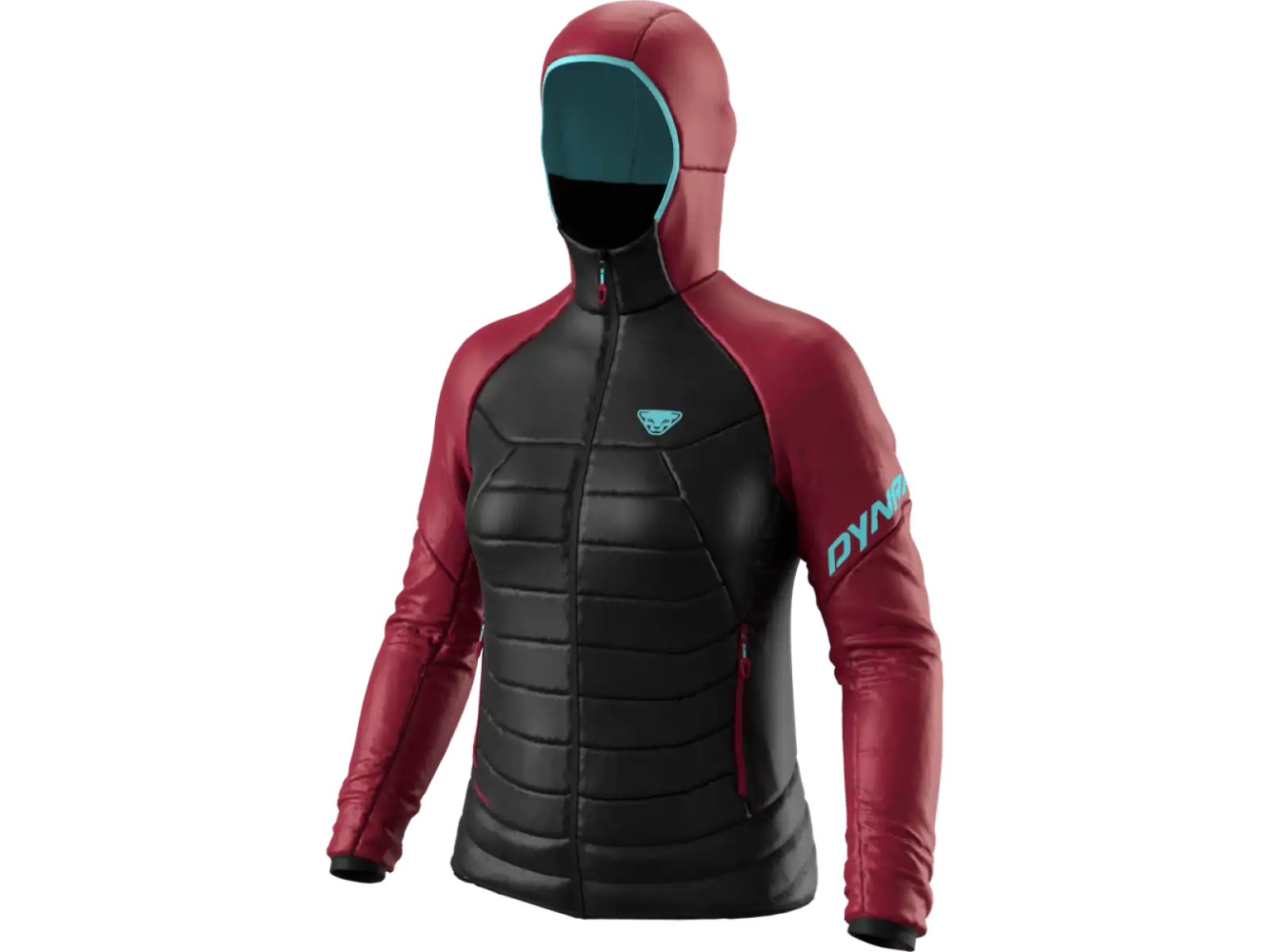 Die Dynafit Radical PrimaLoft Hooded Damenjacke in beet red.