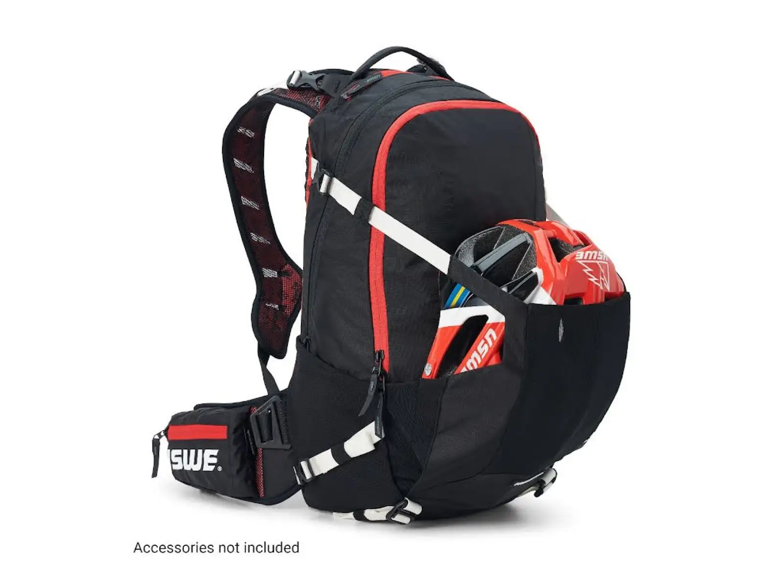 USWE Flow 16 Rucksack mit Rückenprotektor Schwarz/Rot 16l Größe S