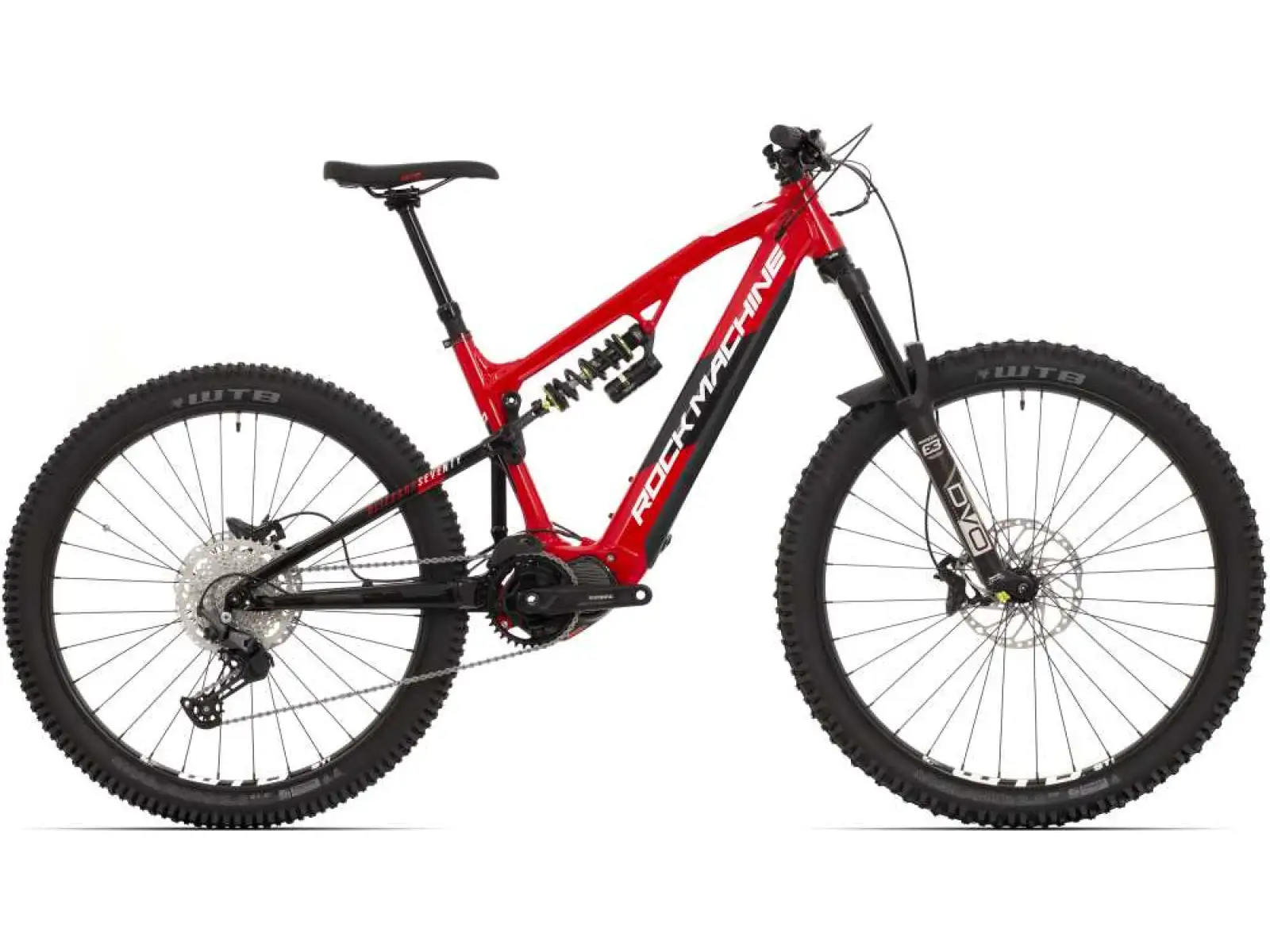 Rock Machine Blizzard INT e70-297 E-Mountainbike in Gloss Rot/Weiß/Schwarz.