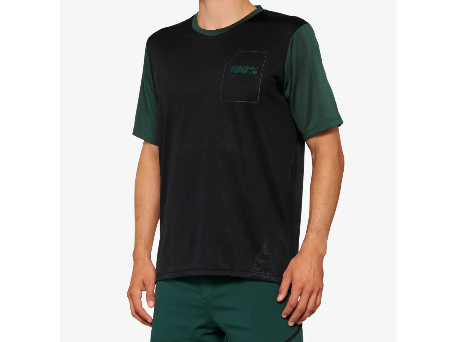 100% Ridecamp Herren-Trikot mit kurzen Ärmeln Schwarz/Grünwald