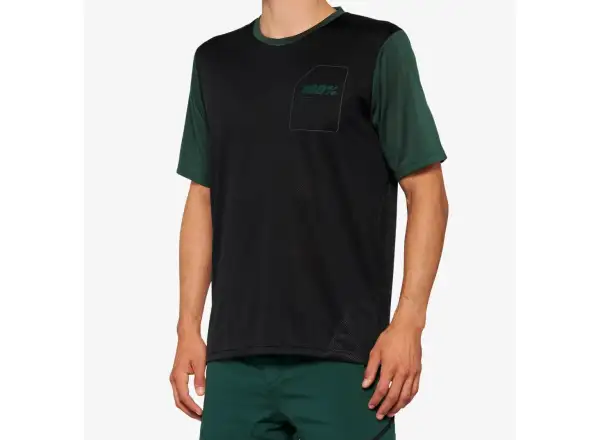 100% Ridecamp Herren-Trikot mit kurzen Ärmeln Schwarz/Grünwald