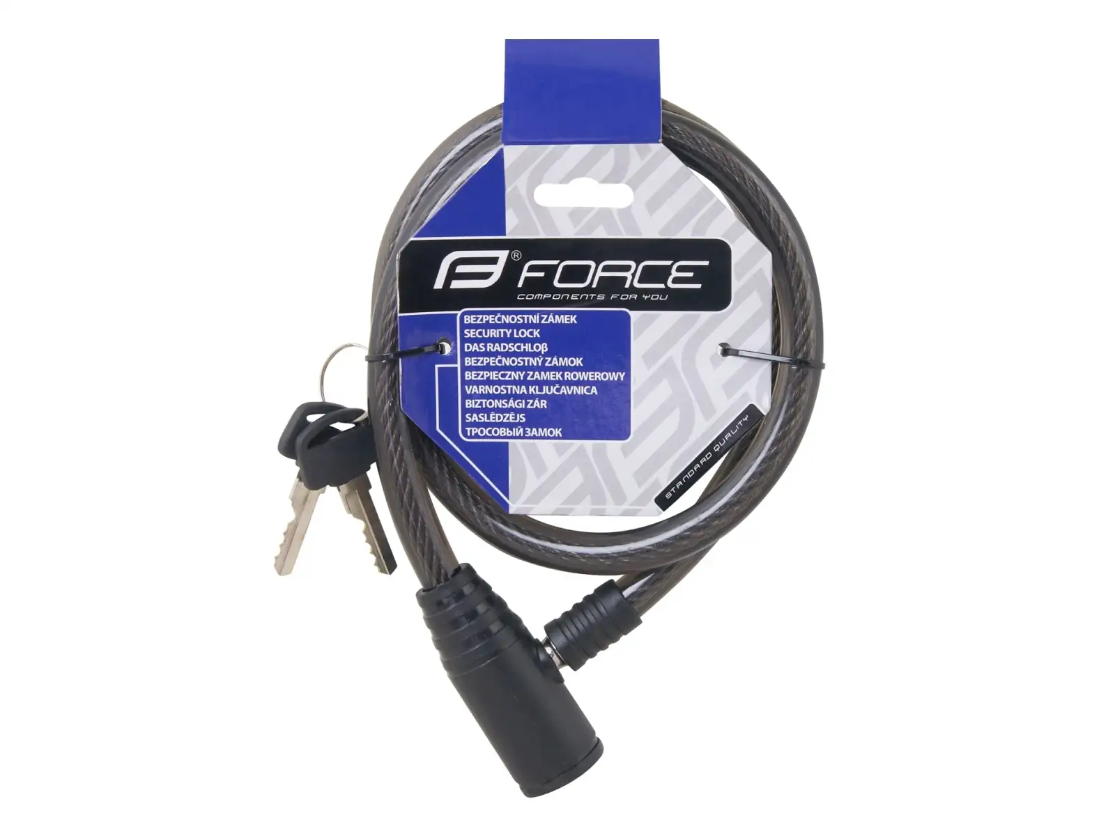 FORCE Schloss Spiralkabel 80cm/12mm Schwarz