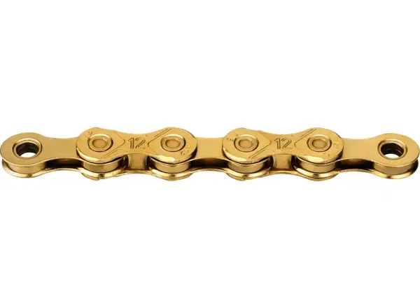 KMC X12 Ti-N Gold Kette mit 126 Gliedern.