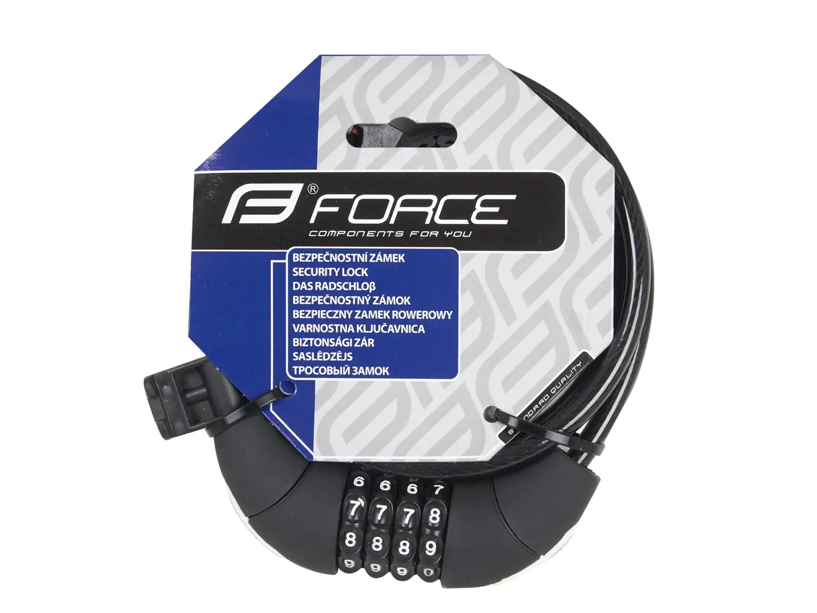 FORCE Schloss Spirale 85cm/10mm 4Code+Halter