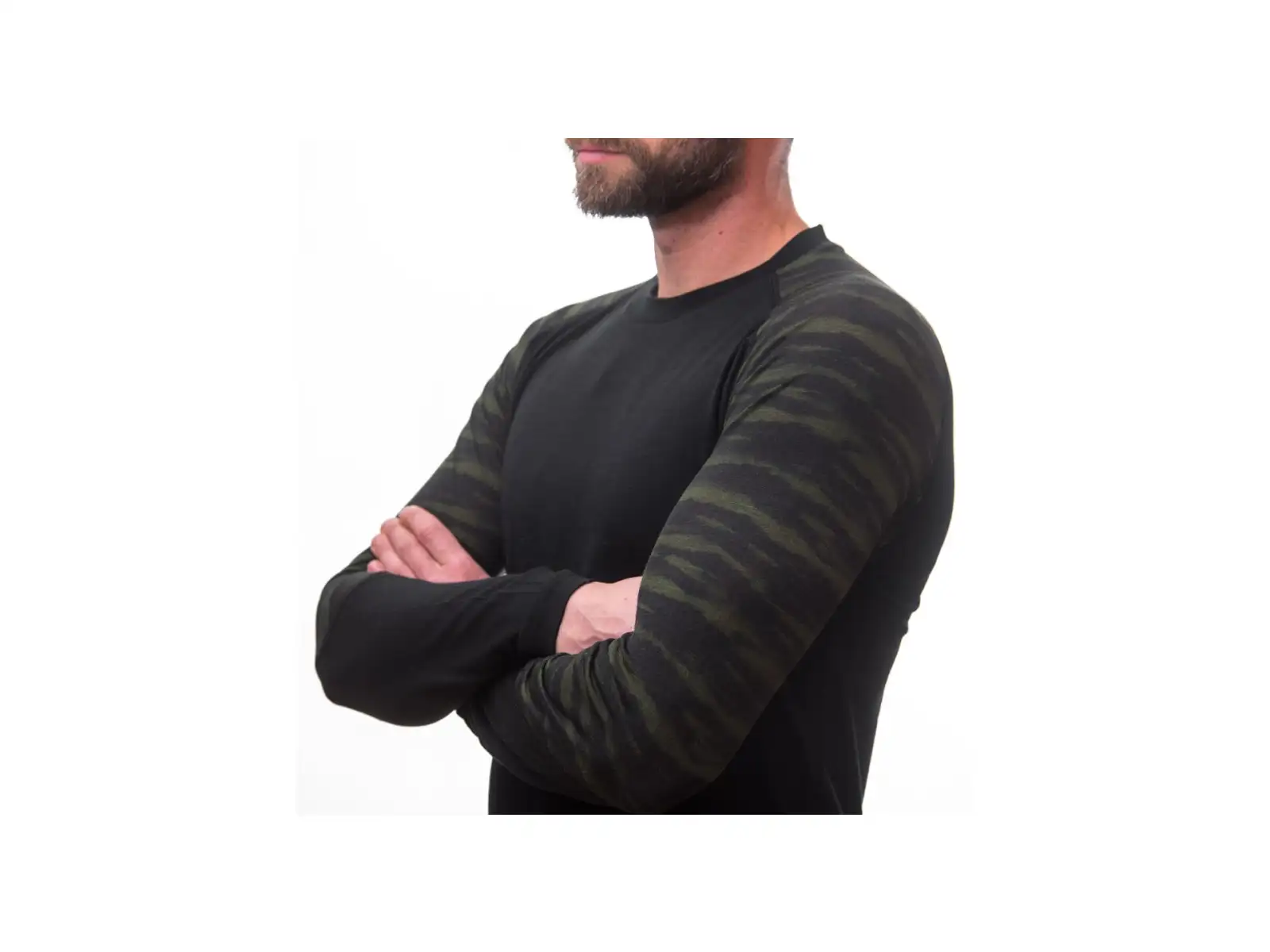 Sensor Merino Impress Herren Langarmshirt Schwarz/Batik