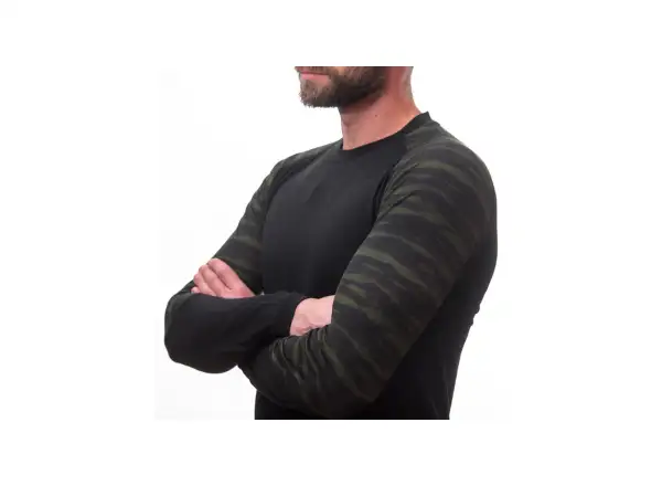 Sensor Merino Impress Herren Langarmshirt Schwarz/Batik