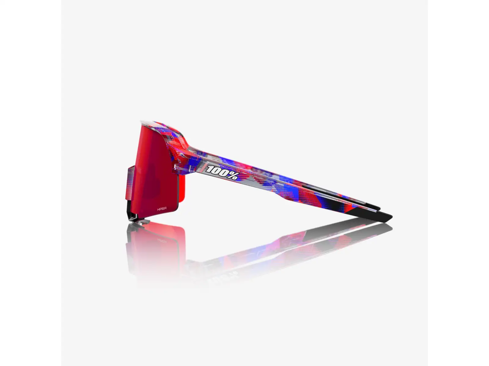 100% S3 Brille FDJ Gloss Translucent Red/Blue/HiPER Fire Red Mirror Lens