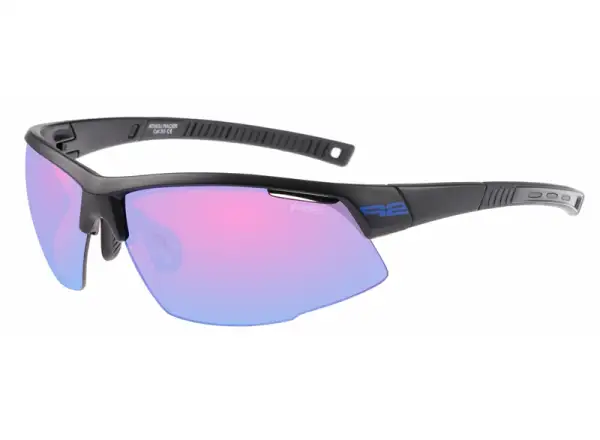 R2 Racer Sonnenbrille mattes Schwarz/blaues Chrom