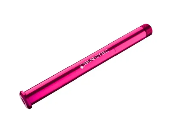 Burgtec Rockshox vordere Steckachse 15x110 mm Boost in Pink.
