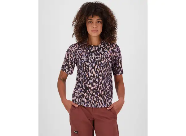 Mons Royale Icon Merino Damen T-Shirt Kurzarm Rock Leopard