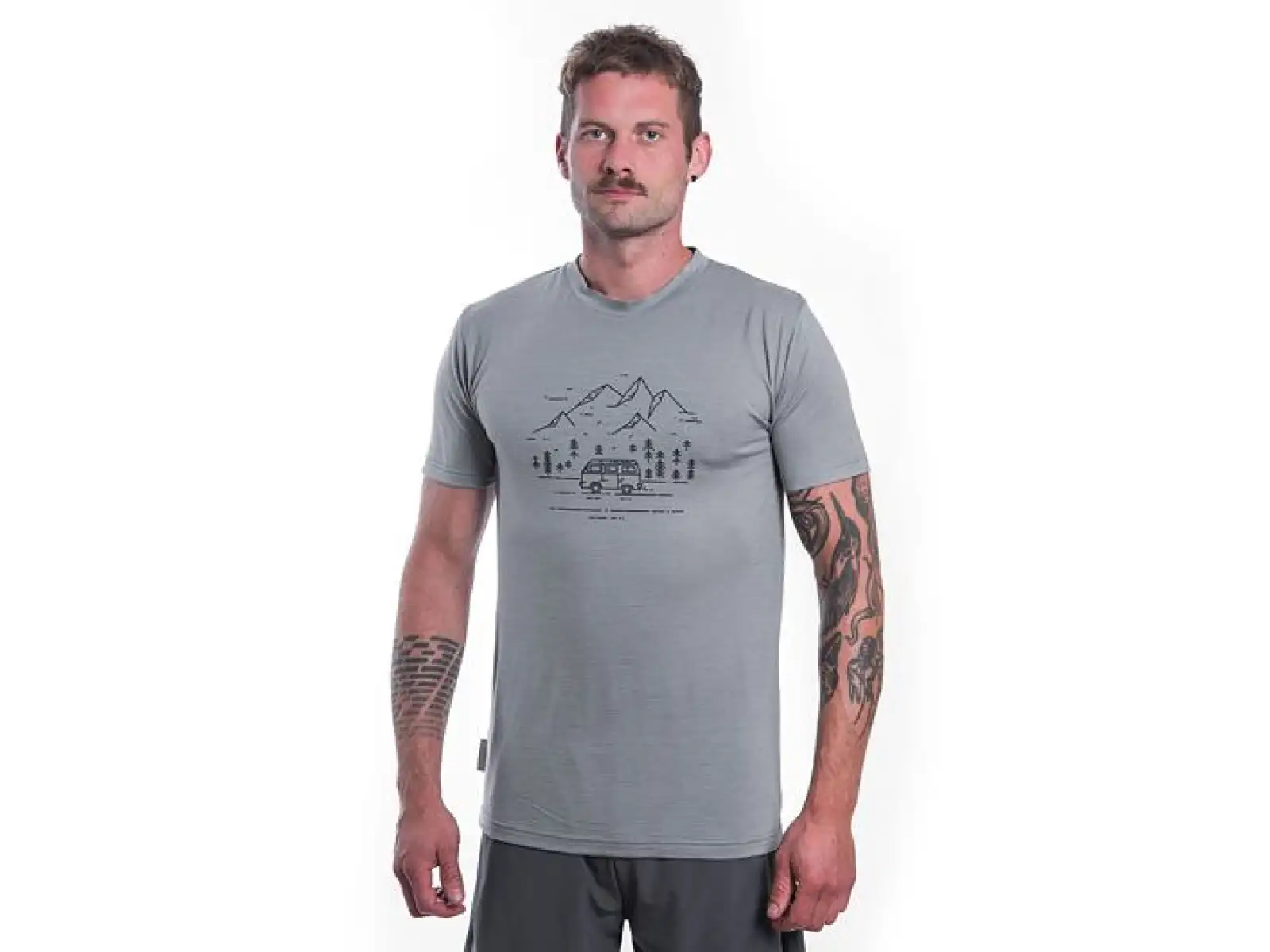 Sensor Merino Active Van Life Herren T-Shirt Kurzarm grau