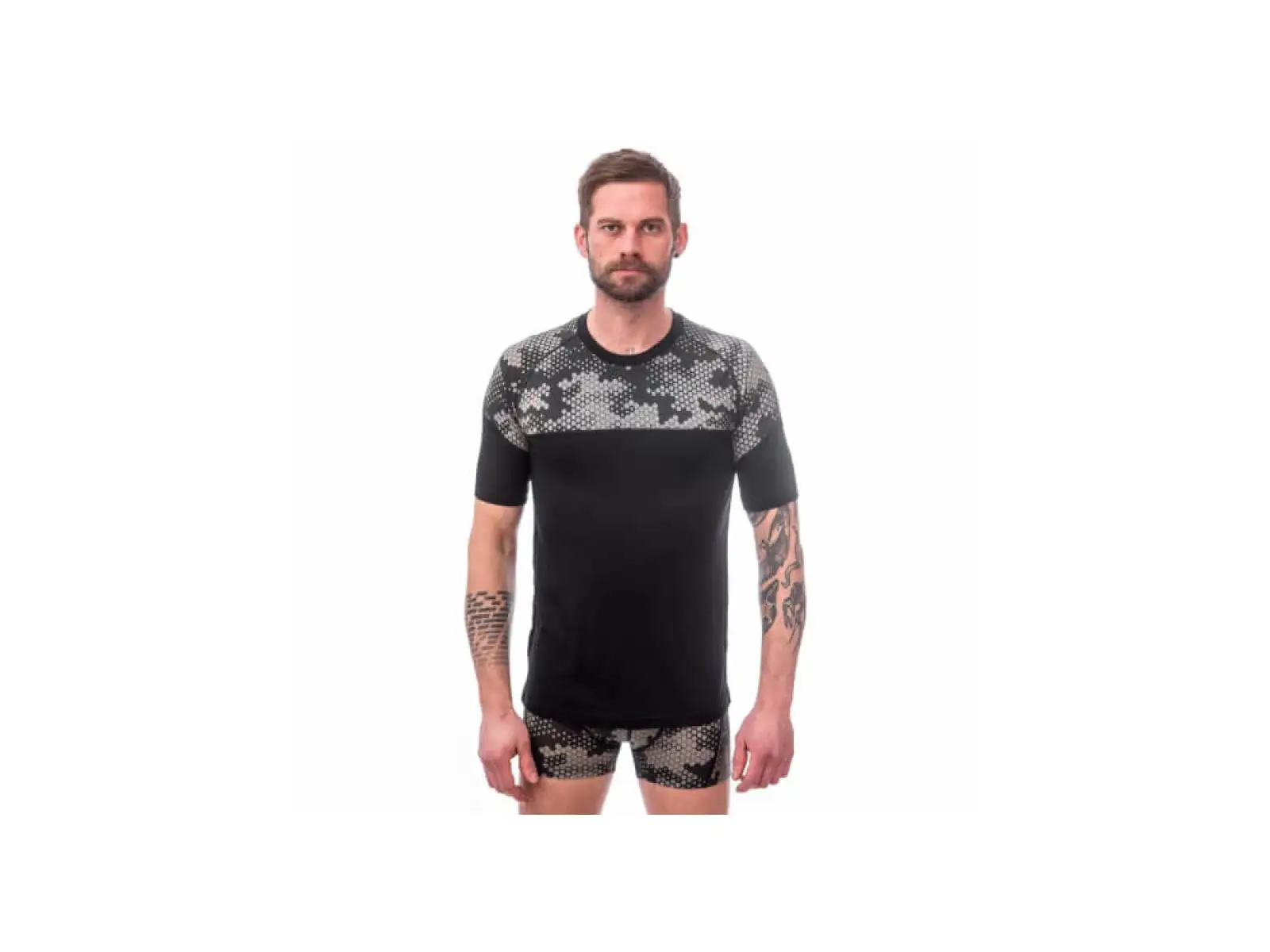 Sensor Merino Impress Herren T-Shirt kurzarm černá/Honeycomb