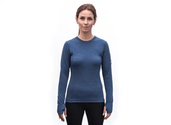 Sensor Merino Bold Damen T-Shirt Langarm Cool Blue