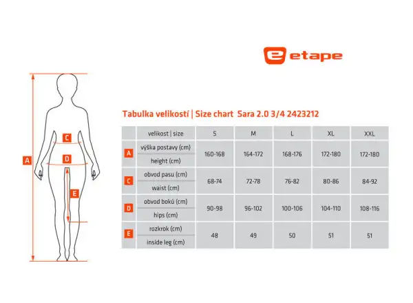 Etape Sara 2.0 Damen 3/4 Hosen mit Einsatz – Schwarz/Pink