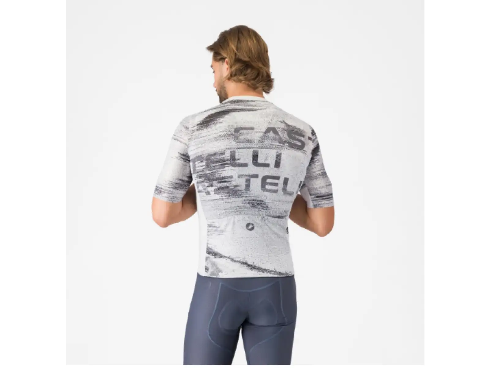 Castelli Stratus Logo Herrentrikot Kurzarm White/Smoky Gray