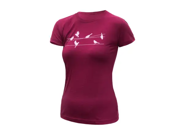Sensor Merino Active Songbirds Damen T-Shirt kurzarm Lilla